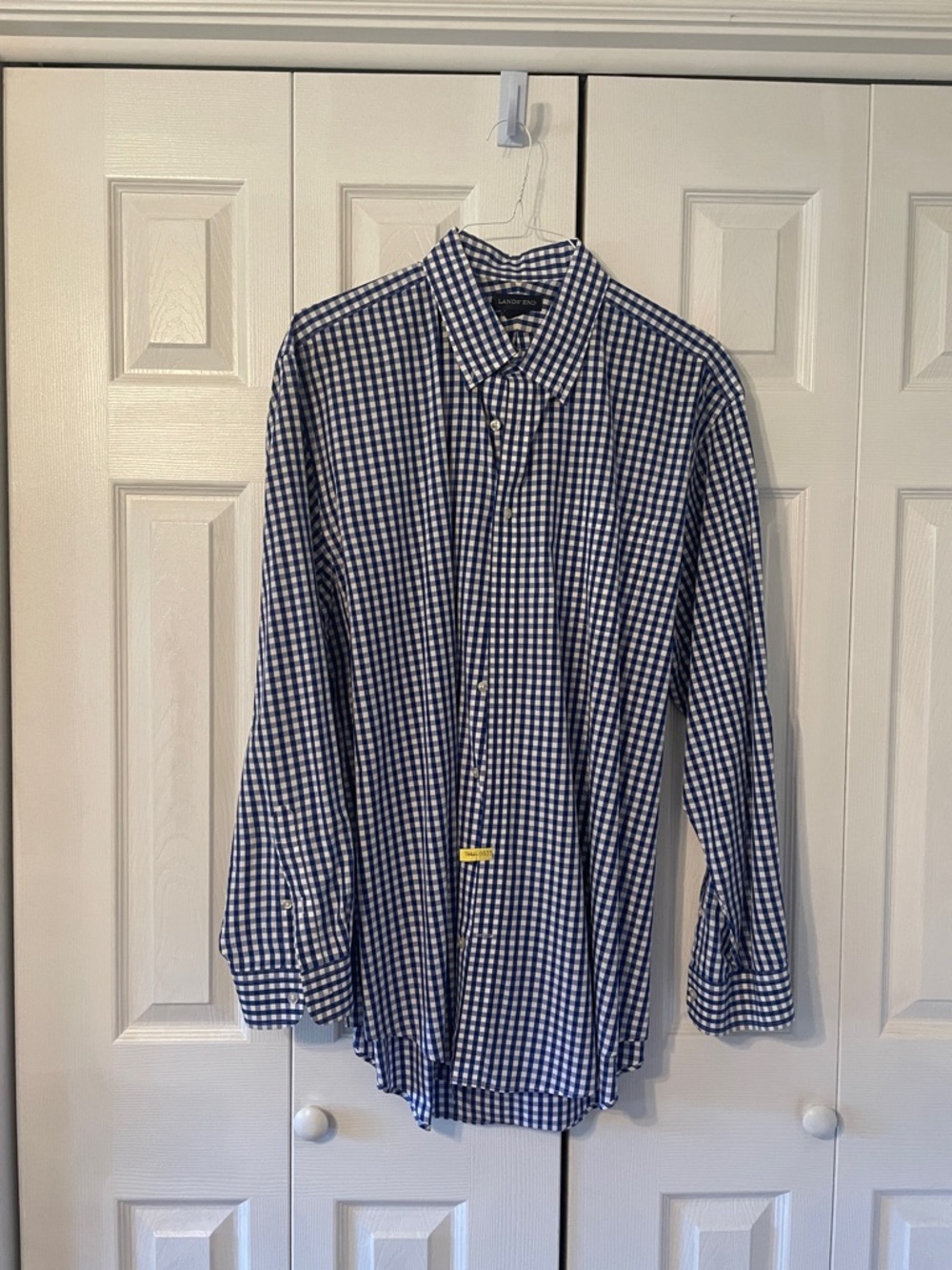 Lands' End Blue and White Gingham Button-Down Shirt